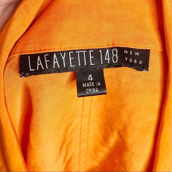 Lafayette 148 NY Linen Blend Collared Full Zip Jacket Orange Size 4 - Picture 4 of 8